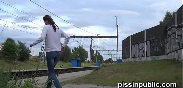  Crazy Czech girls are peeing in the middle of the city and get caught